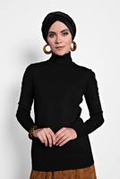 Tesettür giyim SİYAH ALVİNA BOĞAZLI KAZAK 40073 