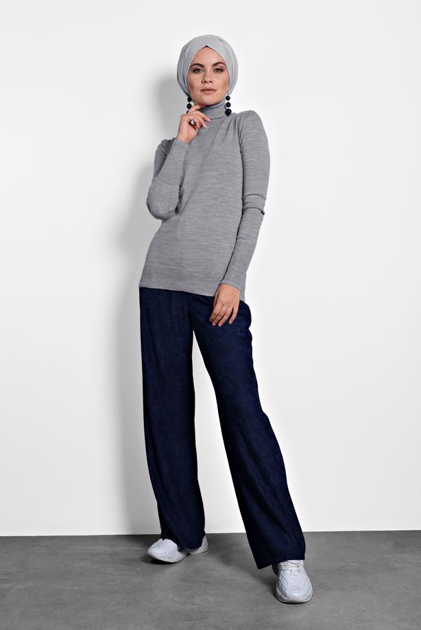 Hijab clothing GREY ALVINA TURTLENECK SWEATER 40073  - TRENDTESETTÜR