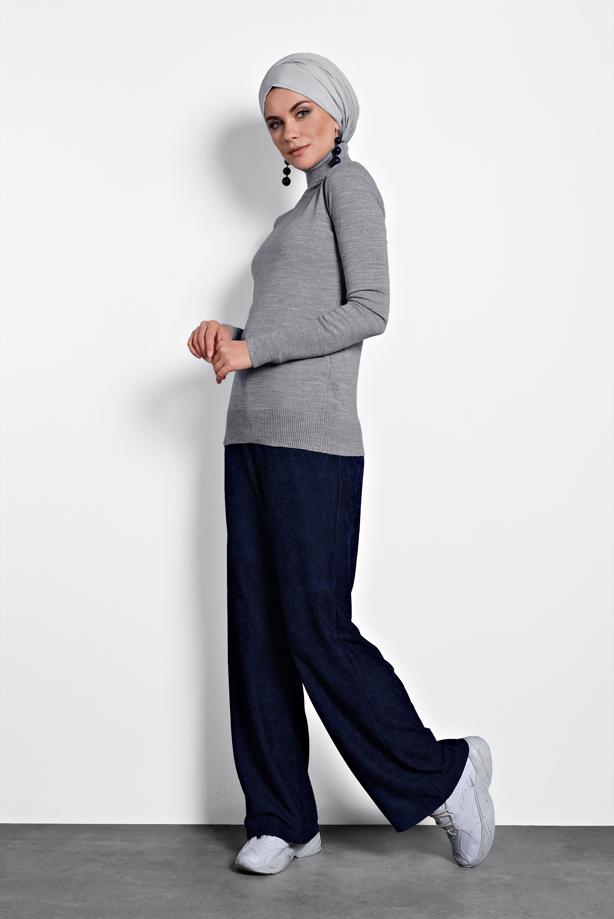 Hijab clothing GREY ALVINA TURTLENECK SWEATER 40073  - TRENDTESETTÜR