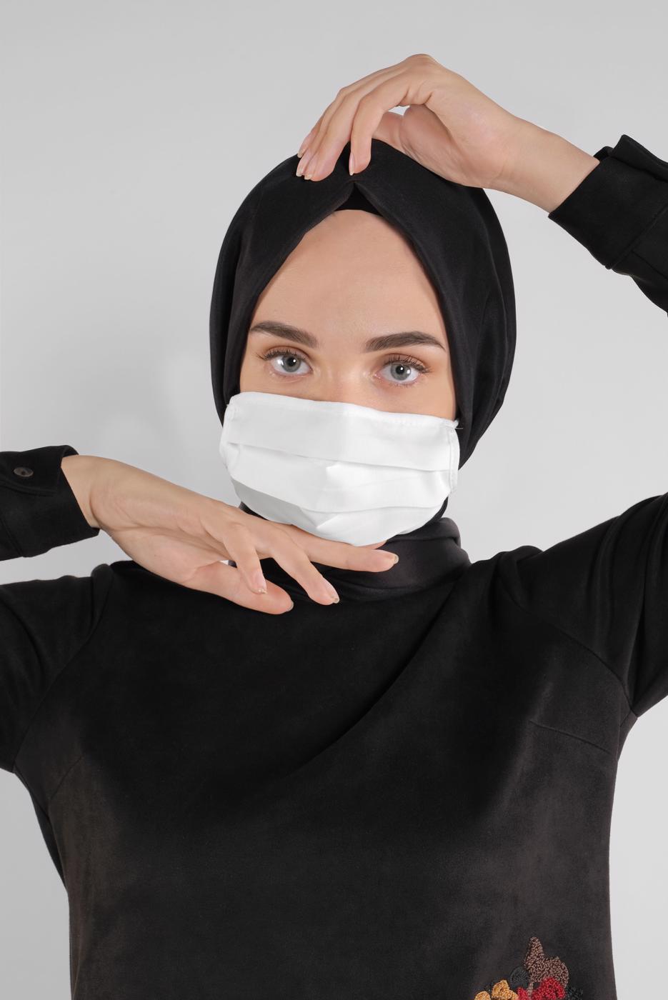 Tesettür giyim BEYAZ 8000 ALVİNA PAMUKLU MASKE