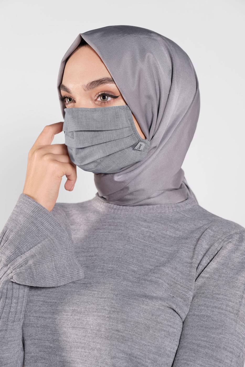 Tesettür giyim GRİ 8000 ALVİNA PAMUKLU MASKE