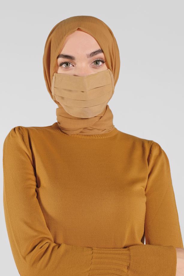Hijab clothing GOLD 8000 ALVİNA PAMUKLU MASKE - TRENDTESETTÜR