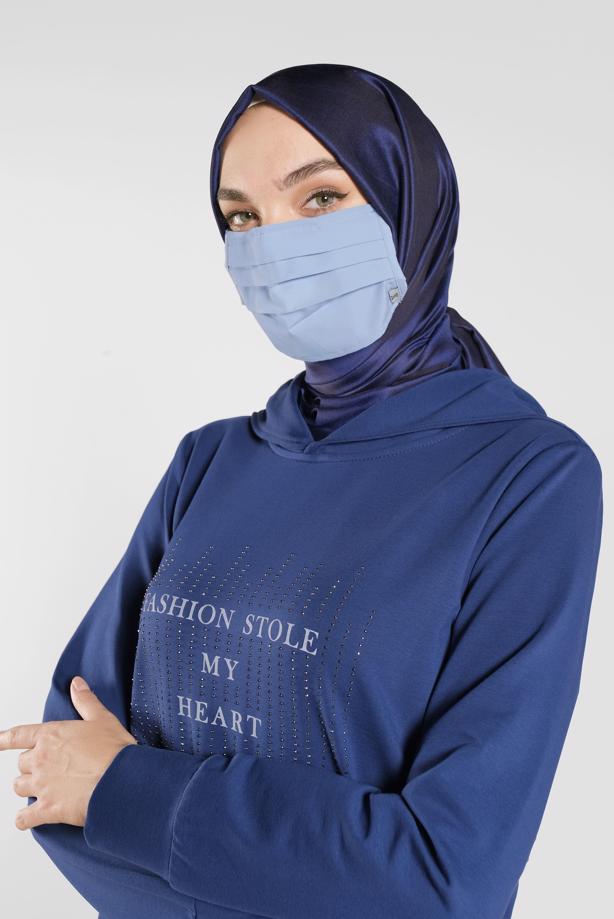 Hijab clothing BLUE 8000 ALVİNA PAMUKLU MASKE - TRENDTESETTÜR