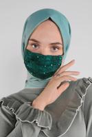 Vêtements hijab VERT 8003 ALVİNA DANTELLİ PULLU MASKE