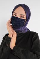 Hijab clothing NAVY BLUE 8003 ALVİNA DANTELLİ PULLU MASKE