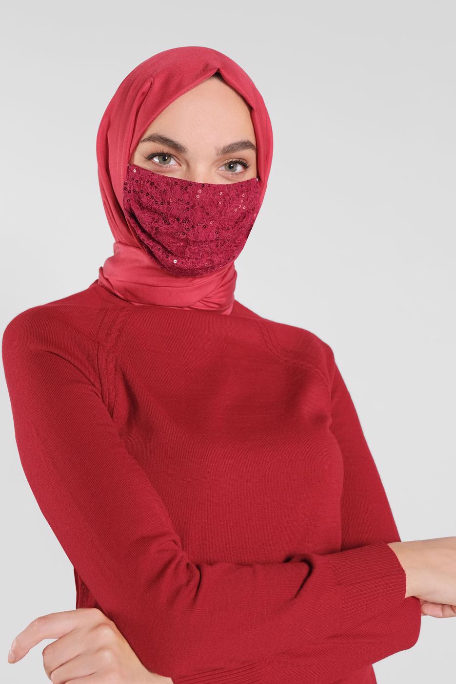 Hijab clothing RED 8004 ALVİNA PULLU MASKE