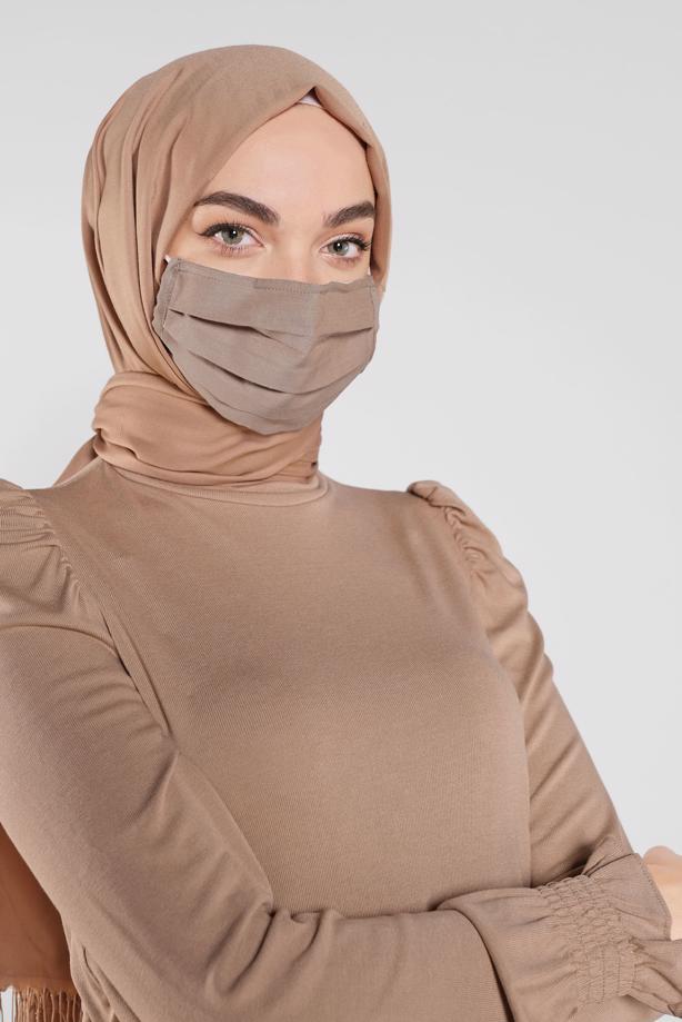 Hijab clothing BEIGE ALVINA COTTON MASK 8000 - TRENDTESETTÜR