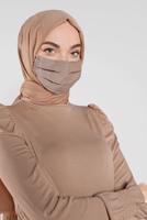 Tesettür giyim BEJ ALVİNA PAMUKLU MASKE 8000 