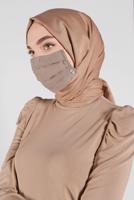 Tesettür giyim BEJ ALVİNA PAMUKLU MASKE 8000 
