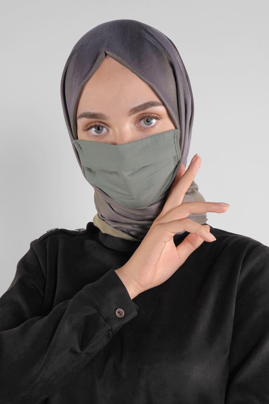 Hijab clothing GREEN T 8000 ALVİNA PAMUKLU MASKE