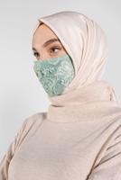 Tesettür giyim YEŞİL ALVİNA DANTEL DETAYLI MASKE 8001 