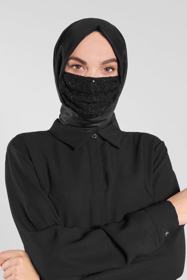Hijab clothing BLACK ALVINA SEQUINED MASK 8004  - TRENDTESETTÜR