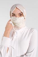 Tesettür giyim KREM ALVİNA PULLU MASKE 8004 