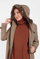 Hijab clothing BEIGE ALVINA HOODED SMOCKED WAIST COAT 90048