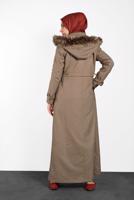 Hijab clothing BEIGE ALVINA HOODED SMOCKED WAIST COAT 90048