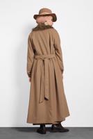 Tesettür giyim KAHVE ALVİNA KÜRK DETAYLI CEPLİ MANTO 90077 