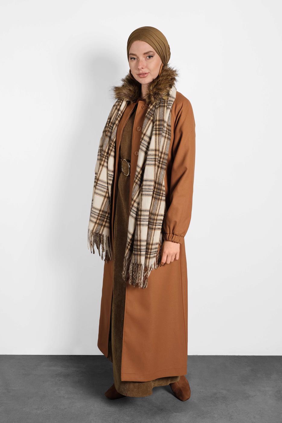 Vêtements hijab TABA MANTEAU À BOUTONNÉ TAILLE-NOUÉE 90077 