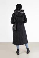 Hijab clothing BLACK HOODED QUILTED COAT 573 