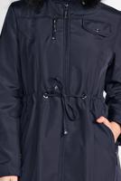 Hijab clothing NAVY BLUE FAUX-FUR-TRIM HOODED BELTED COAT 632