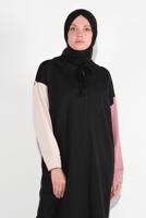 Tesettür giyim SİYAH KAPÜŞONLU FERMUARLI EŞOFMAN TAKIM 28104 