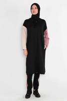 Tesettür giyim SİYAH KAPÜŞONLU FERMUARLI EŞOFMAN TAKIM 28104 