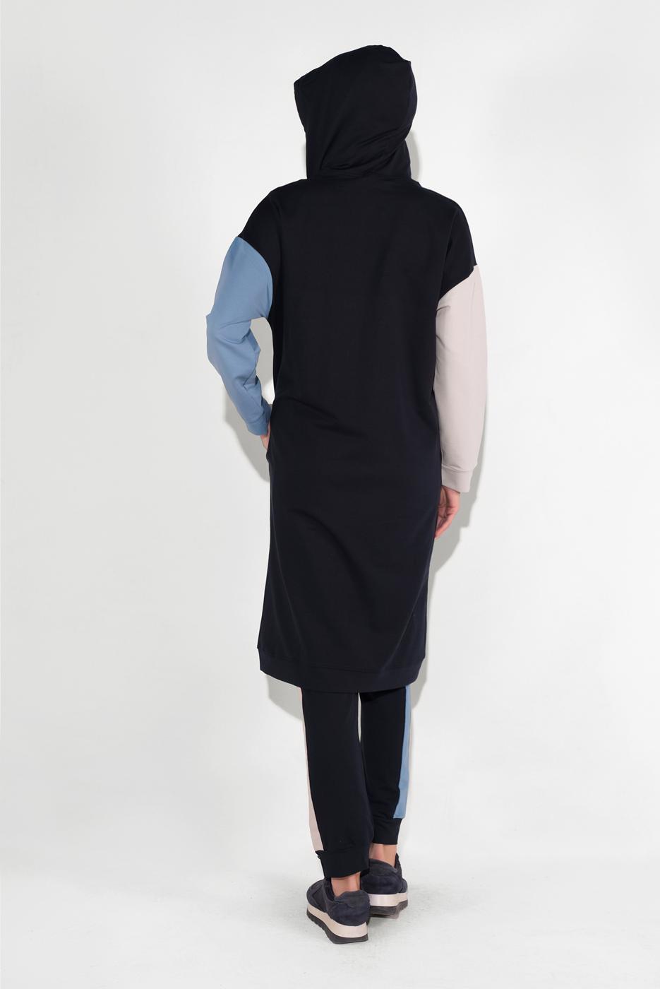 Tesettür giyim LACİVERT KAPÜŞONLU FERMUARLI EŞOFMAN TAKIM 28104 