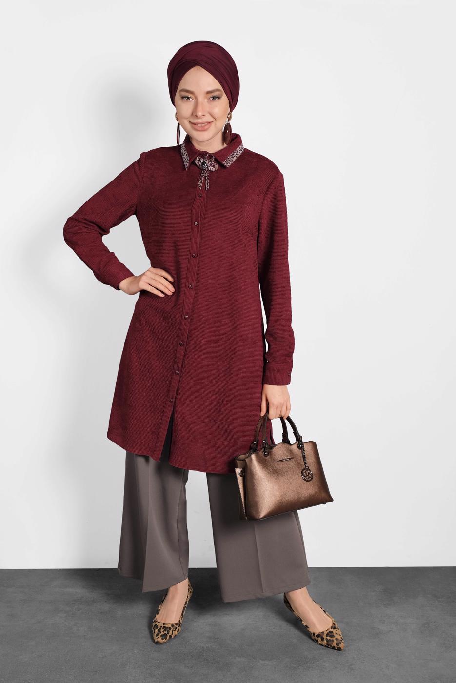 Tesettür giyim KAHVE ALVİNA GENİŞ KESİM PANTOLON T 70038