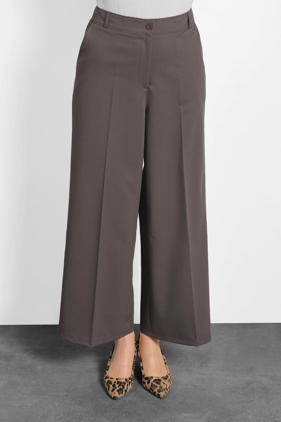 Tesettür giyim KAHVE ALVİNA GENİŞ KESİM PANTOLON T 70038