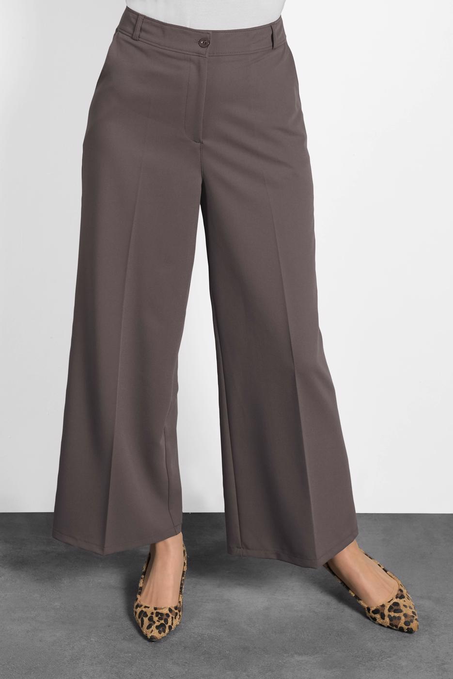 Tesettür giyim KAHVE ALVİNA GENİŞ KESİM PANTOLON T 70038