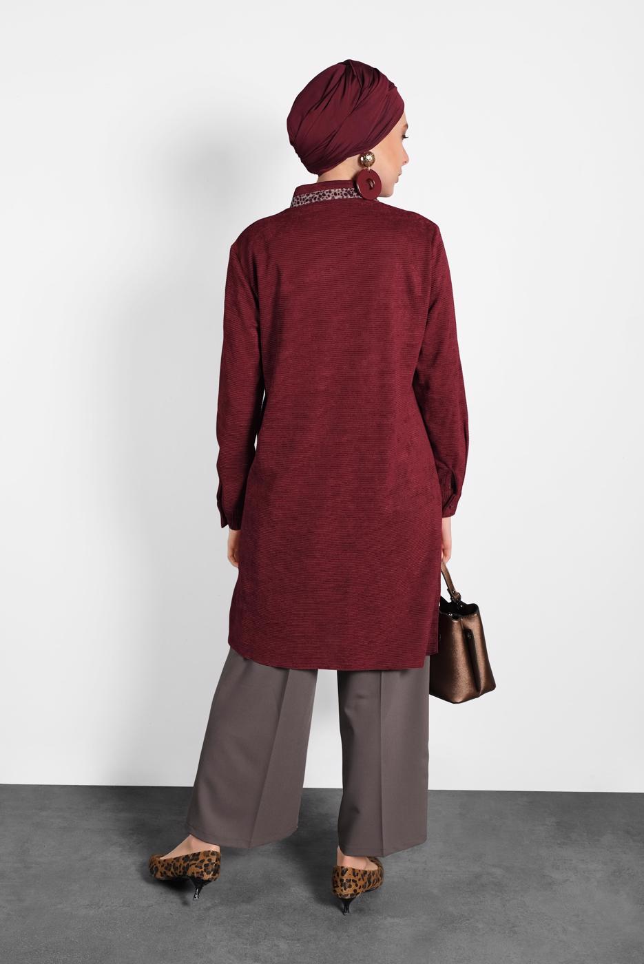 Tesettür giyim KAHVE ALVİNA GENİŞ KESİM PANTOLON T 70038