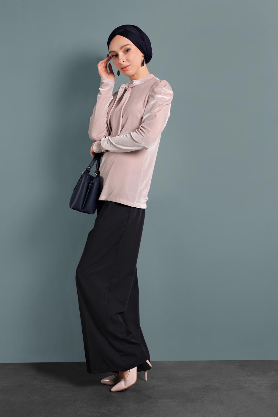 Tesettür giyim LACİVERT ALVİNA GENİŞ KESİM PANTOLON T 70038