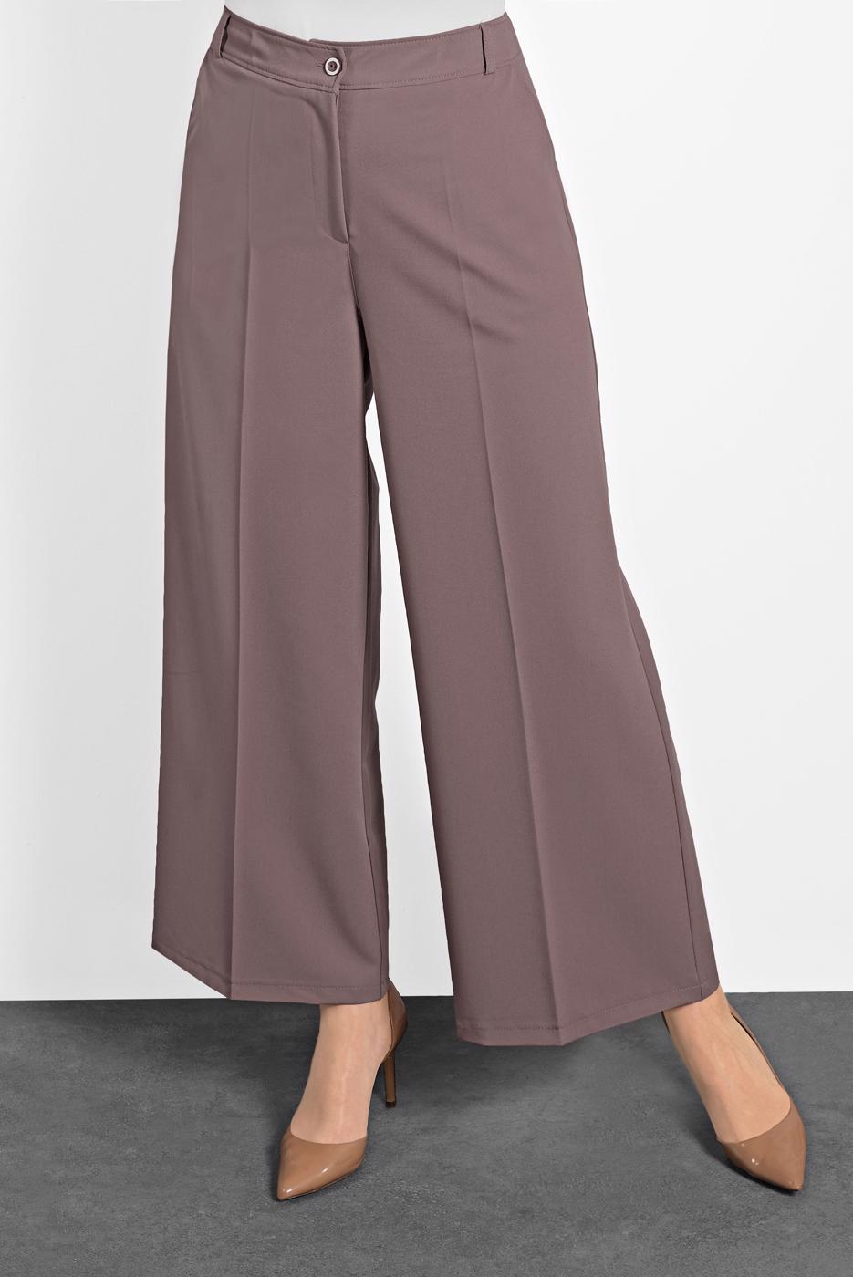 Tesettür giyim VİZON ALVİNA GENİŞ KESİM PANTOLON T 70038