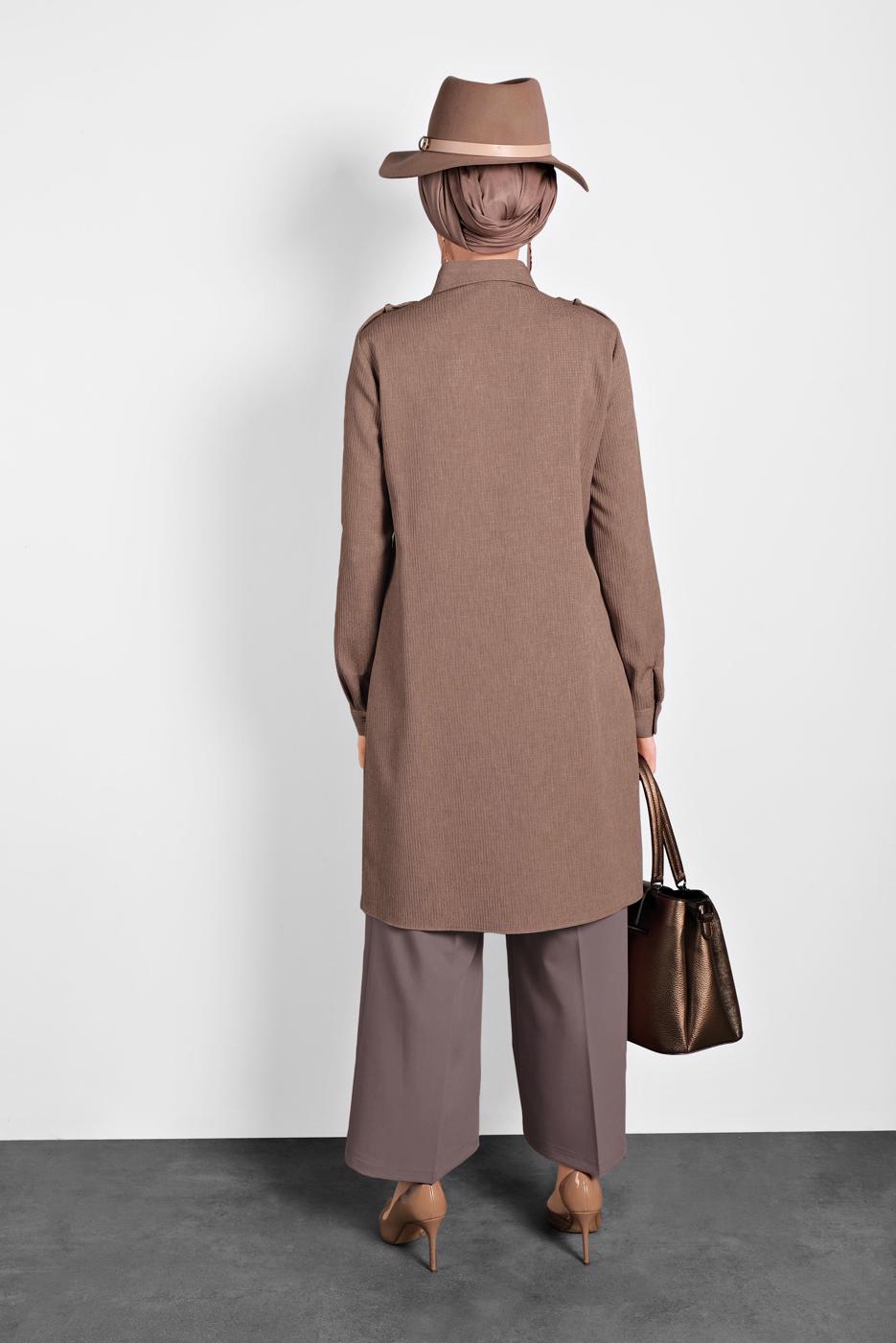 Tesettür giyim VİZON ALVİNA GENİŞ KESİM PANTOLON T 70038