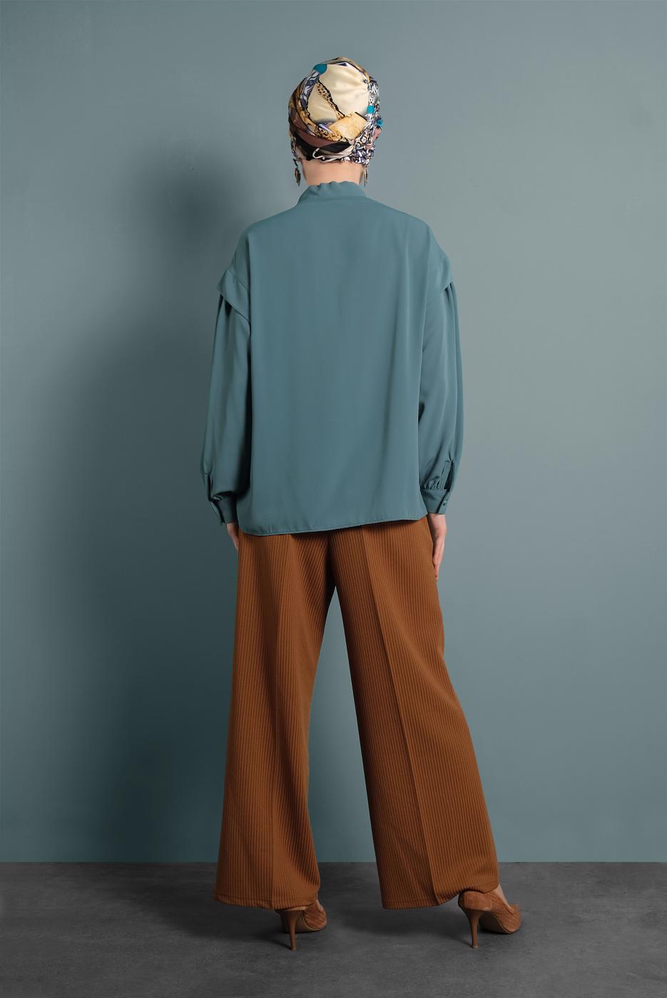 Tesettür giyim KAHVE ALVİNA BOL PAÇA PANTOLON 70040	