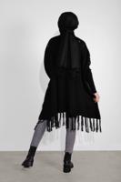 Vêtements hijab NOIR PONCHO À FRINGES 5032 