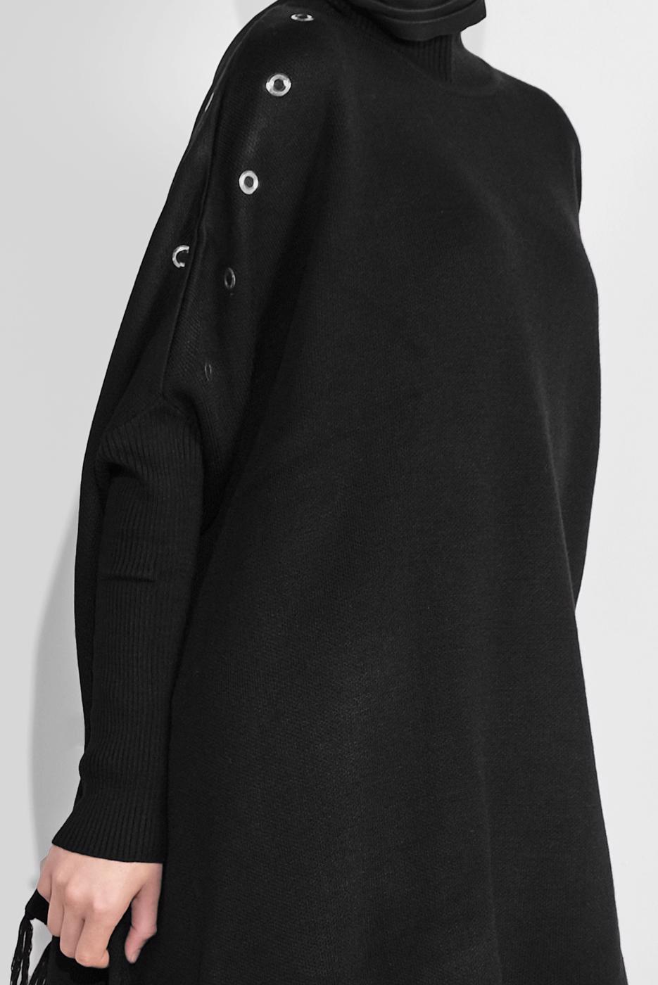 Vêtements hijab NOIR PONCHO À FRINGES 5032 