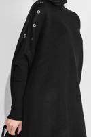 Vêtements hijab NOIR PONCHO À FRINGES 5032 