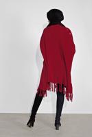 Tesettür giyim KIRMIZI PÜSKÜLLÜ PANÇO 5032