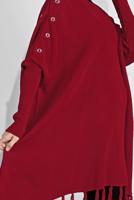 Tesettür giyim KIRMIZI PÜSKÜLLÜ PANÇO 5032