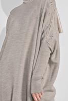 Tesettür giyim BEJ PÜSKÜLLÜ PANÇO 5032