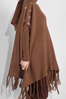 Tesettür giyim TABA PÜSKÜLLÜ PANÇO 5032