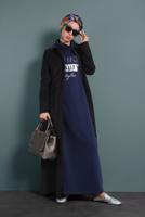 Tesettür giyim SİYAH ALVİNA FİTİLLİ KADİFE PARDESÜ 10143