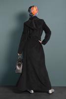 Tesettür giyim SİYAH ALVİNA FİTİLLİ KADİFE PARDESÜ 10143