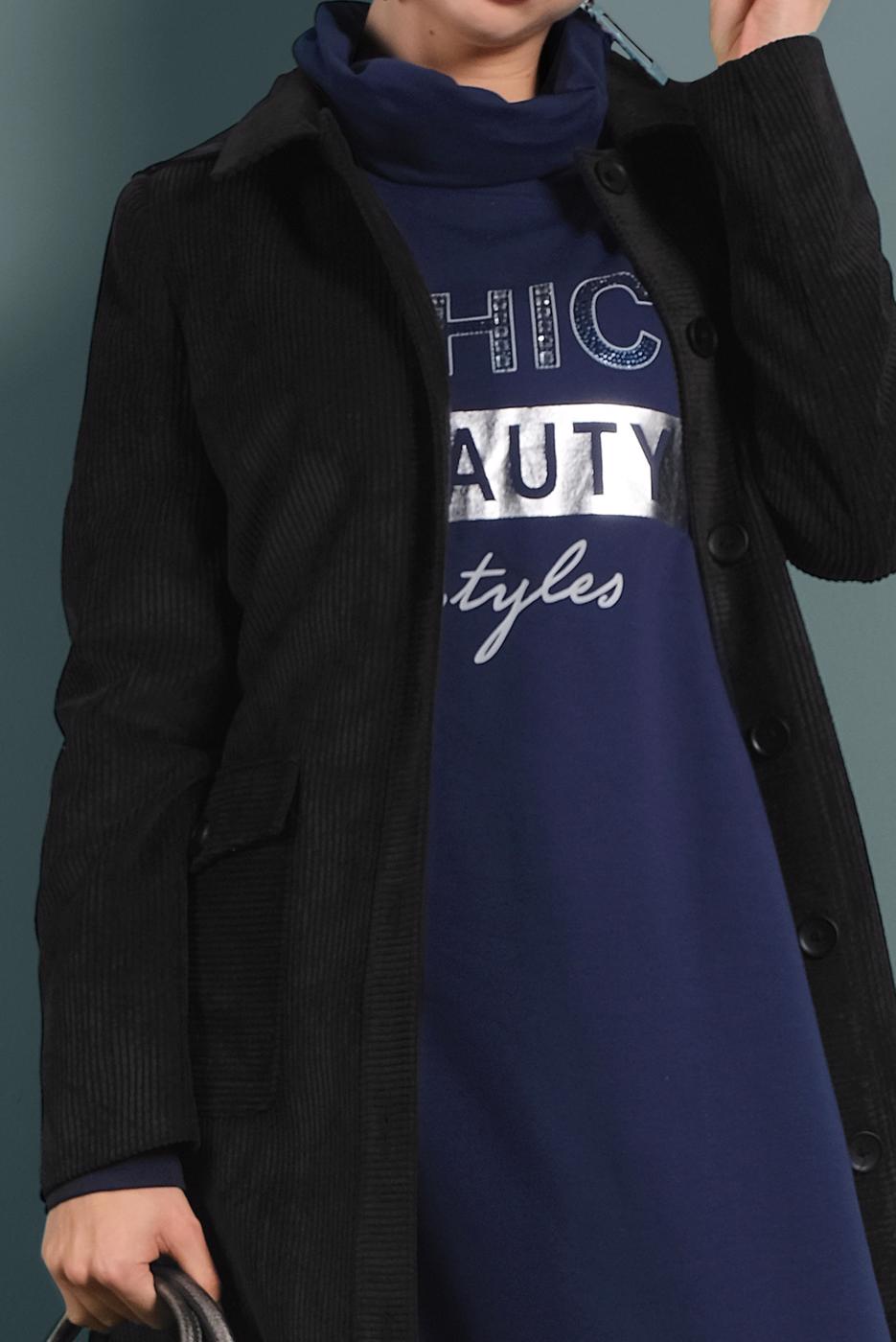 Tesettür giyim SİYAH ALVİNA FİTİLLİ KADİFE PARDESÜ 10143