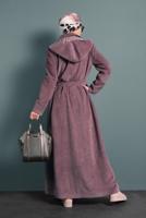 Tesettür giyim PEMBE ALVİNA FİTİLLİ KADİFE PARDESÜ 10143