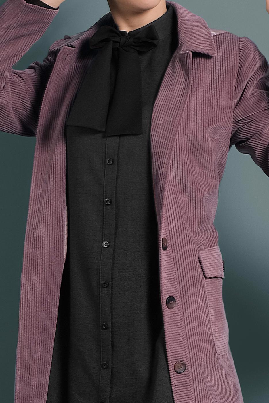 Tesettür giyim PEMBE ALVİNA FİTİLLİ KADİFE PARDESÜ 10143