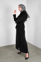 Hijab clothing BLACK ALVINA HOODED VELVET COAT 10144 