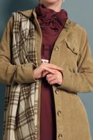 Tesettür giyim KAHVE  ALVİNA KAPÜŞONLU KADİFE PARDESÜ 10144	