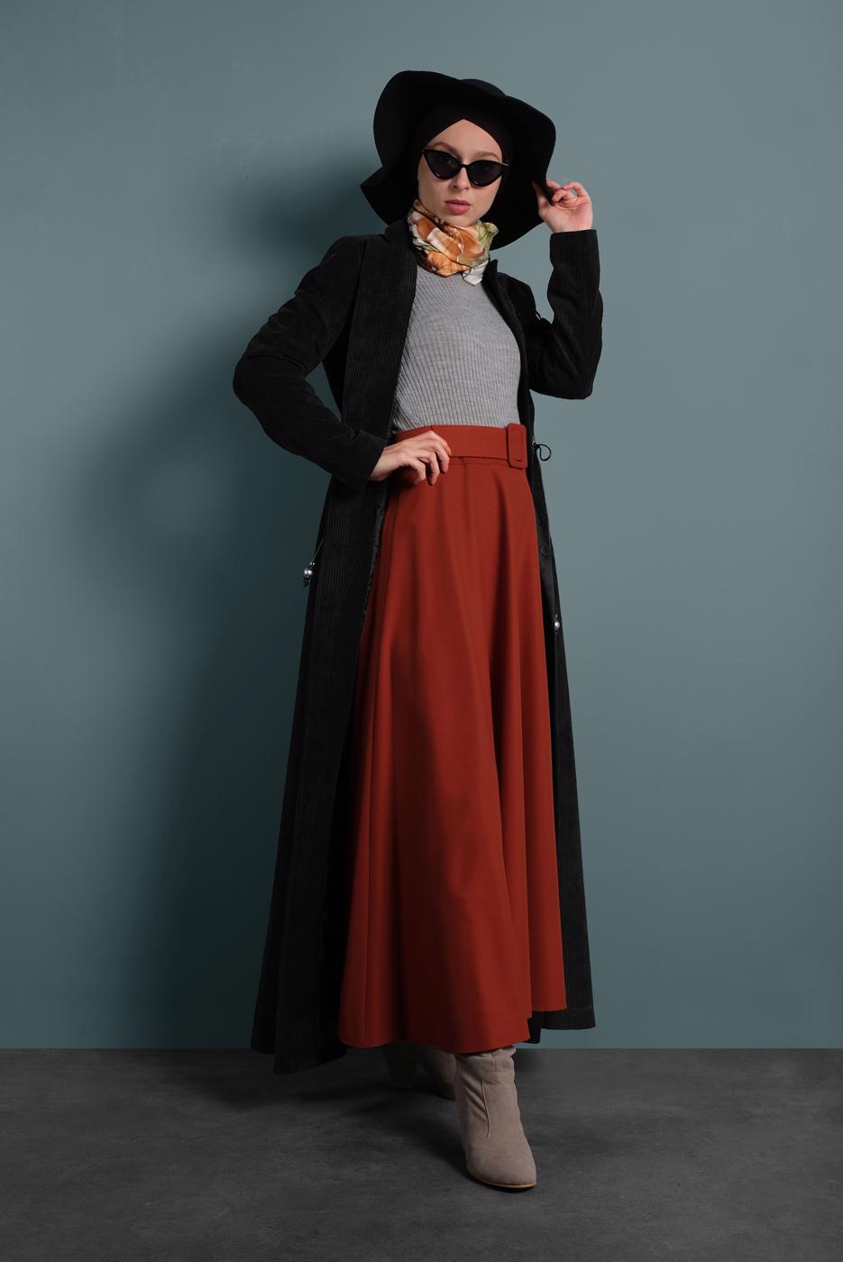 Tesettür giyim SİYAH ALVİNA KADİFE FERMUARLI PARDESÜ 10145