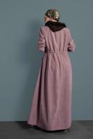 Tesettür giyim PEMBE ALVİNA KADİFE FERMUARLI PARDESÜ 10145